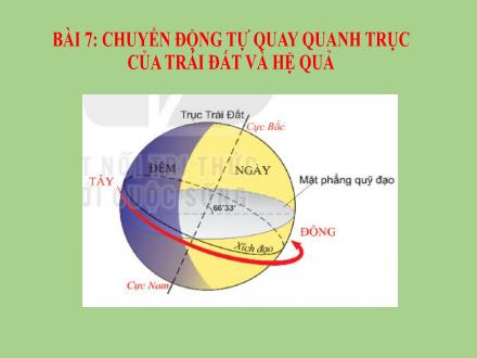 Bài giảng Địa lí 6 - Bài 7: Chuyển động tự quay quanh trục của Trái Đất và hệ quả