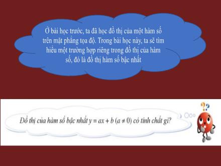 Bài giảng Toán 8 - Bài 4: Đồ thị của hàm số bậc nhất y=ax+b (a#0)