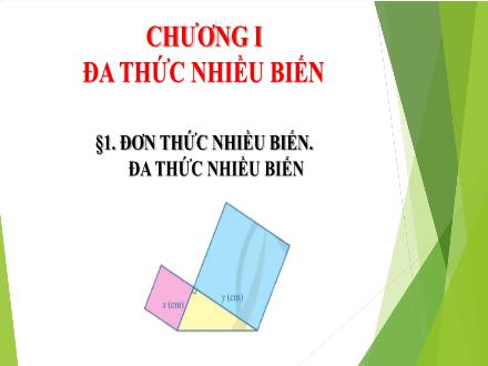 Bài giảng Toán 8 - Chương I: Đa thức nhiều biến - Bài 1: Đơn thức nhiều biến. Đa thức nhiều biến