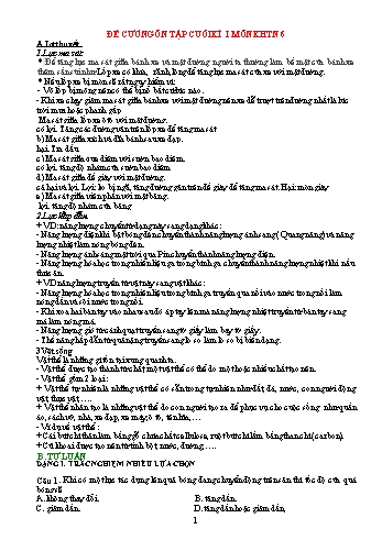 Đề cương ôn tập Khoa học tự nhiên 6 cuối học kì I