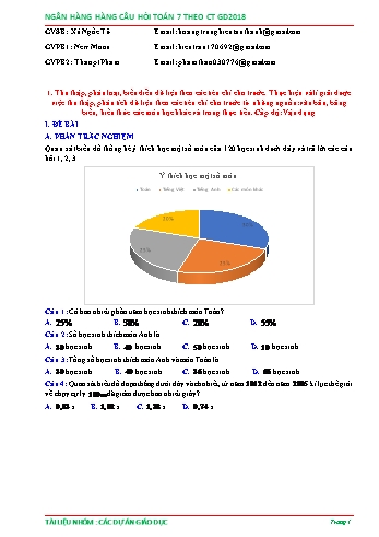 Ngân hàng câu hỏi Toán 7 theo chương trình giáo dục 2018