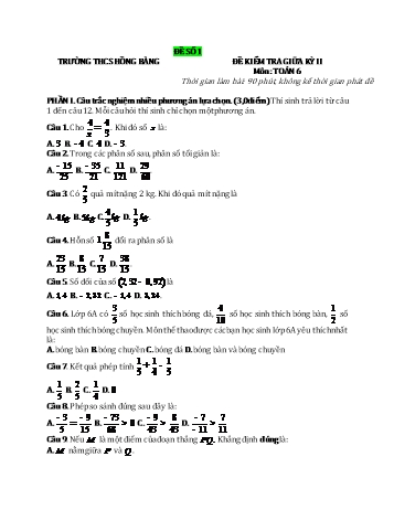 9 Đề kiểm tra giữa học kì II môn Toán 6
