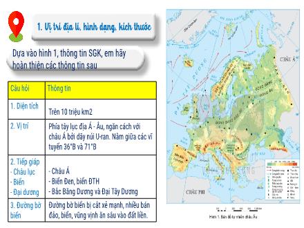 Bài giảng Địa lí 7 (Kết nối tri thức) - Bài 1: Vị trí địa lí, đặc điểm tự nhiên Châu Âu