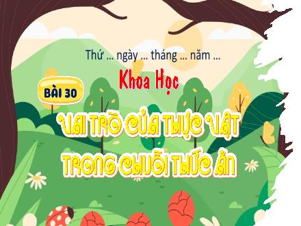 Bài giảng Khoa học 4 - Bài 30: Vai trò của thực vật trong chuỗi thức ăn