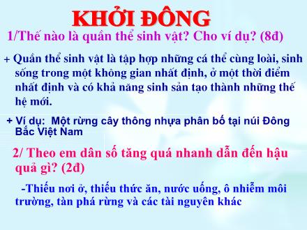 Bài giảng Sinh học 9 - Bài 48: Quần thể người