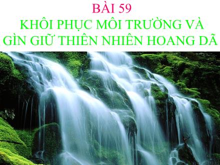 Bài giảng Sinh học 9 - Bài 59: Khôi phục môi trường và giữ gìn thiên nhiên hoang dã