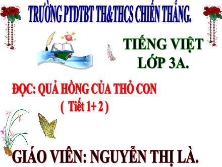 Bài giảng Tiếng Việt 3 - Bài: Đọc Quả hồng của thỏ con (Tiết 1+2) - Năm học 2024-2025 - Nguyễn Thị Là