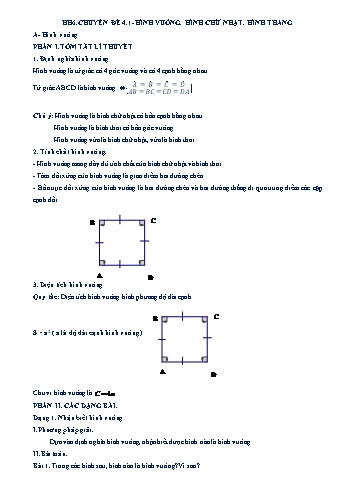 Chuyên đề bồi dưỡng học sinh giỏi Hình học 6 - Phần 4.1: Hình vuông, hình chữ nhật, hình thang