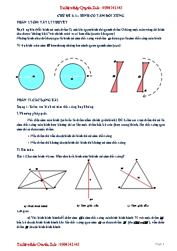 Chuyên đề bồi dưỡng học sinh giỏi Hình học 6 - Phần 5.2: Hình có tâm đối xứng