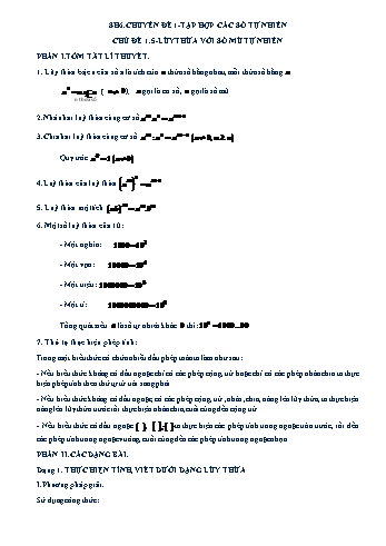 Chuyên đề bồi dưỡng học sinh giỏi Số học 6 - Chuyên đề 1: Tập hợp các số tự nhiên - Phần 1.5: Lũy thừa với số mũ tự nhiên
