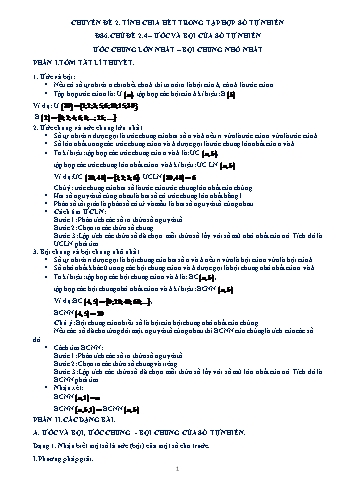 Chuyên đề bồi dưỡng học sinh giỏi Số học 6 - Chuyên đề 2: Tính chia hết trong tập hợp số tự nhiên - Phần 2.4: Ước và bội của số tự nhiên. Ước chung lớn nhất, bội chung nhỏ nhất