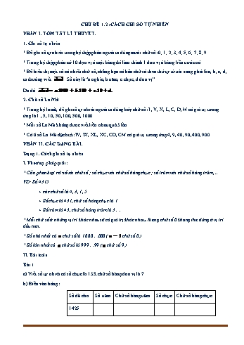 Chuyên đề bồi dưỡng học sinh giỏi Số học 6 - Phần 1.2: Cách ghi số tự nhiên