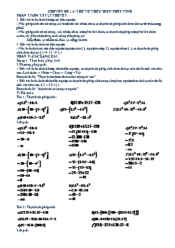 Chuyên đề bồi dưỡng học sinh giỏi Số học 6 - Phần 1.6: Thứ tự thực hiện phép tính