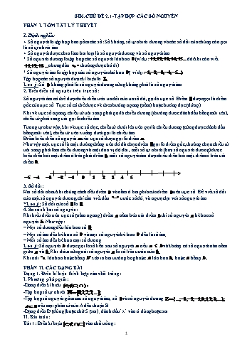 Chuyên đề bồi dưỡng học sinh giỏi Số học 6 - Phần 2.1: Tập hợp các số nguyên