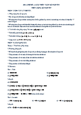 Chuyên đề bồi dưỡng học sinh giỏi Số học 6 - Phần 3.2: Các phép toán số nguyên. Phép cộng số nguyên