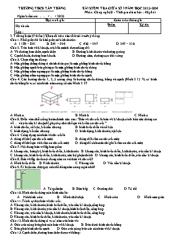 Đề kiểm tra giữa học kì I môn Công nghệ 8 năm học 2023-2024 - Trường THCS Tân Thắng (Có đáp án)