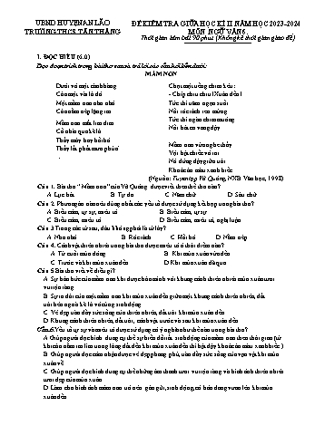 Đề kiểm tra giữa học kì II năm học 2023-2024 môn Ngữ văn 6 - Trường THCS Tân Thắng