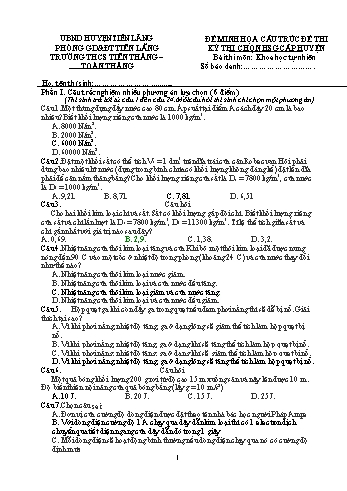 Đề thi minh họa cấu trúc đề thi kỳ thi chọn học sinh giỏi cấp Huyện môn Khoa học tự nhiên (Có đáp án)
