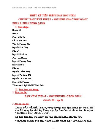 Kế hoạch bài dạy Công nghệ 8 - Chủ đề: Bản vẽ kĩ thuật - Mô hình nhà ở đơn giản