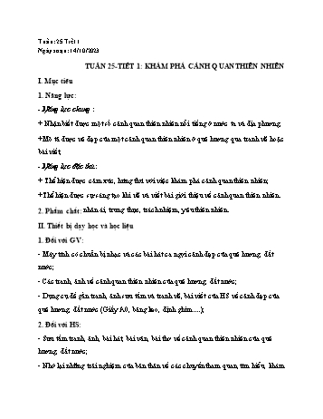 Kế hoạch bài dạy Hoạt động trải nghiệm 6 - Tuần 25: Khám phá cảnh quan thiên nhiên - Năm học 2023-2024