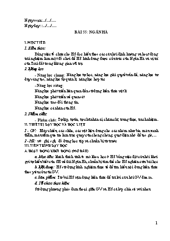 Kế hoạch bài dạy Khoa học tự nhiên 6 - Bài 55: Ngân hà