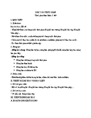 Kế hoạch bài dạy Khoa học tự nhiên 6 - Bài 7: Đo thời gian