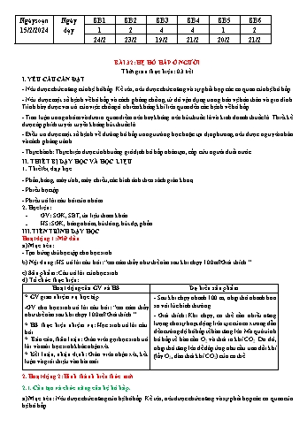 Kế hoạch bài dạy Khoa học tự nhiên 8 - Bài 32: Hệ hô hấp ở người - Năm học 2023-2024