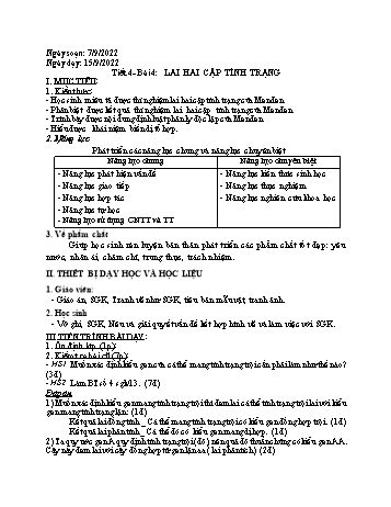 Kế hoạch bài dạy Sinh học 9 - Tuần 3, Bài 4: Lai hai cặp tính trạng - Năm học 2022-2023