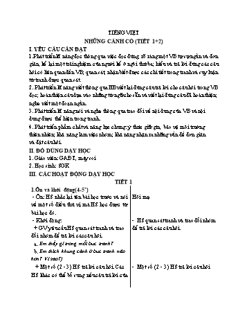 Kế hoạch bài dạy Tiếng Việt 1 - Bài: Những cánh cò (Tiết 1+2)
