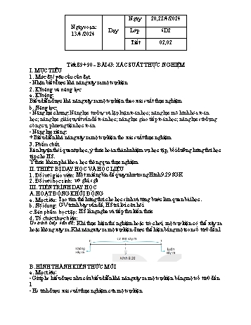 Kế hoạch bài dạy Toán 6 - Bài 43: Xác suất thực nghiệm - Năm học 2023-2024
