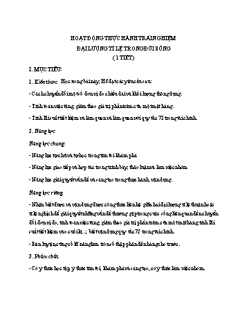 Kế hoạch bài dạy Toán 7 - Bài: Hoạt động thực hành trải nghiệm Đại lượng tỉ lệ trong đời sống