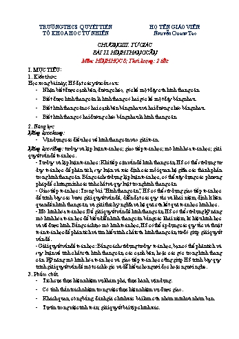 Kế hoạch bài dạy Toán 8 - Chương III: Tứ giác - Bài 11: Hình thang cân - Nguyễn Quang Tạo