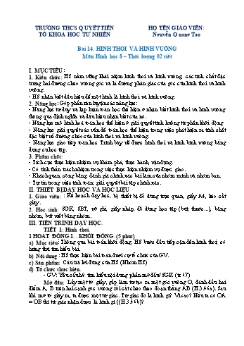 Kế hoạch bài dạy Toán 8 (Đại số) - Bài 4: Phép nhân đa thức - Nguyễn Quang Tạo