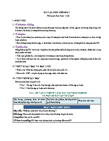 Kế hoạch bài dạy Toán 9 (Đại số) - Bài 31: Bài tập cuối chương I