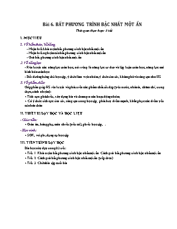 Kế hoạch bài dạy Toán 9 (Đại số) - Bài 6: Bất phương trình bậc nhất một ẩn