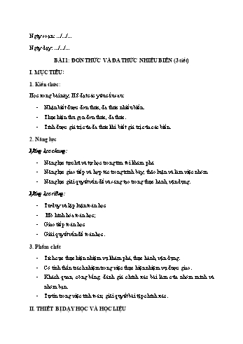 Kế hoạch bài dạy Toán Lớp 8 - Chương II