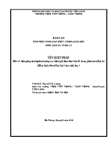 Một số biện pháp rèn luyện và nâng cao hiệu quả khai thác bản đồ trong phân môn Địa Lí ( Môn Lịch Sử và Địa Lí ) ở học sinh Lớp 6