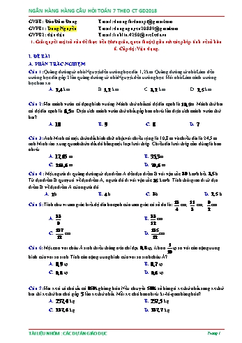 Ngân hàng câu hỏi Toán 7 - Các phép tính với số hữu tỉ - Phần 5 (Có đáp án)