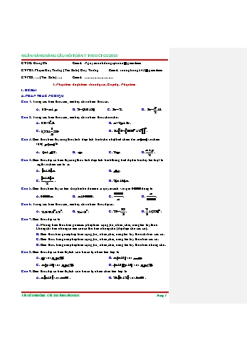 Ngân hàng câu hỏi Toán 7 - Chủ đề: Biểu thức đại số - Phần 1 (Có đáp án)
