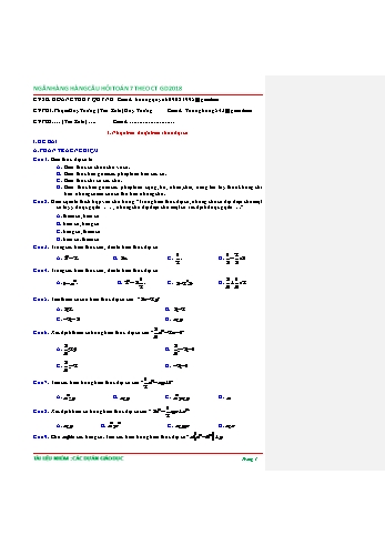 Ngân hàng câu hỏi Toán 7 - Chủ đề: Biểu thức đại số - Phần 2 (Có đáp án)