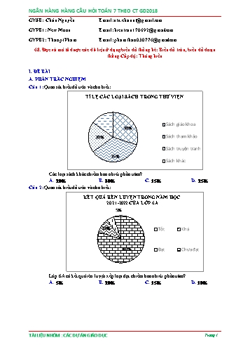 Ngân hàng câu hỏi Toán 7 - Chủ đề: Đọc và mô tả được các dữ liệu ở dạng biểu đồ thống kê Biểu đồ tròn, biểu đồ đoạn thẳng (Có đáp án)
