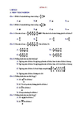 Ngân hàng câu hỏi Toán 7 - Số hữu tỉ - Phần 1 (Có đáp án)