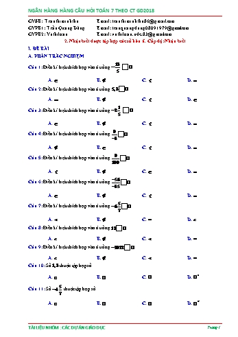 Ngân hàng câu hỏi Toán 7 - Số hữu tỉ - Phần 2 (Có đáp án)