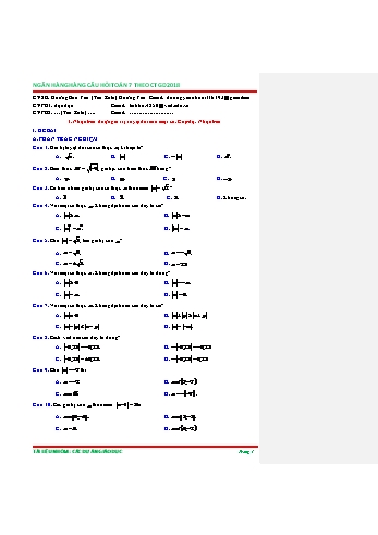 Ngân hàng câu hỏi Toán 7 - Số vô tỉ. Số thực - Phần 6 (Có đáp án)