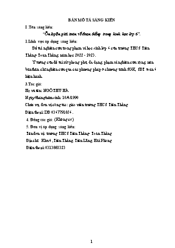 Sáng kiến kinh nghiệm Ôn luyện giải toán về đoạn thẳng trong hình học Lớp 6