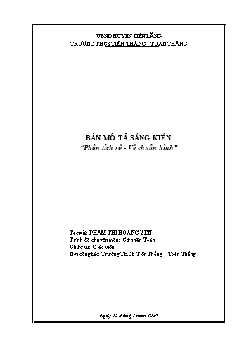 Sáng kiến kinh nghiệm “Phân tích rõ - Vẽ chuẩn hình”