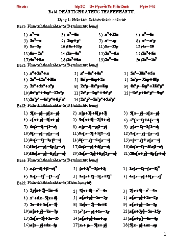 Tài liệu ôn tập môn Toán 8 - Bài 4: Phân tích đa thức thành phân tử - Nguyễn Thị Kiều Oanh