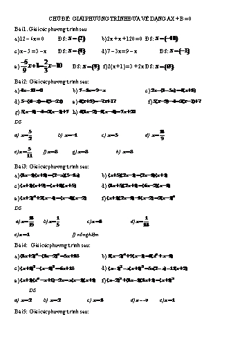 Tài liệu ôn tập Toán Lớp 8 - Chủ đề: Giải phương trình đưa về dạng ax+b=0